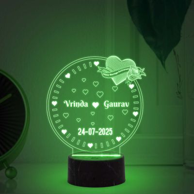 Personalized Couple Night Lamp with Multicolored Light Customized with Name Gift for Birthday Anniversary